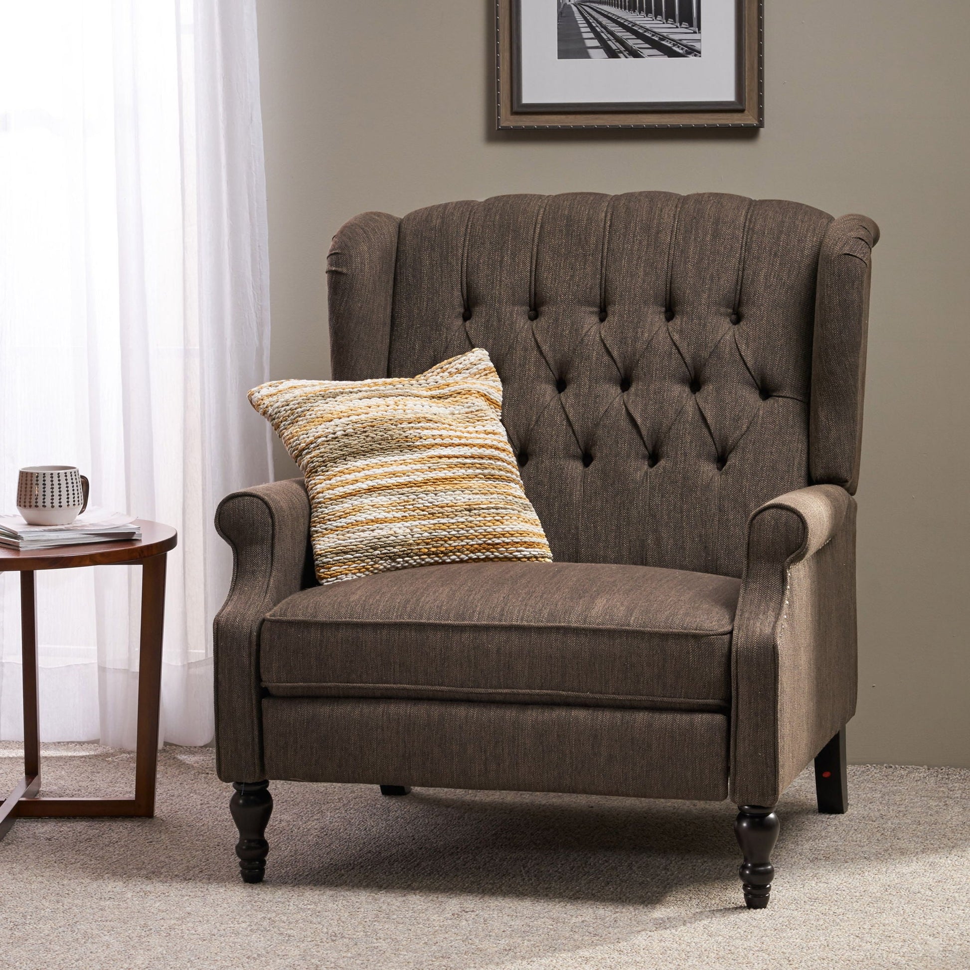 Dunham - Contemporary Fabric Tufted Oversized Pushback Recliner Noble House