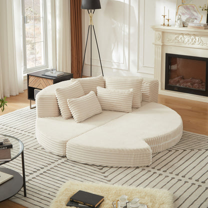 Semi Circular 2 In 1 Sofa Bed With Neck Pillow And Throw Pillows Home Essentials