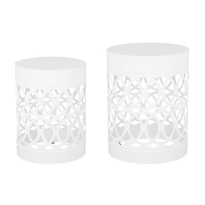 Outdoor Metal S/2 End Table Noble House