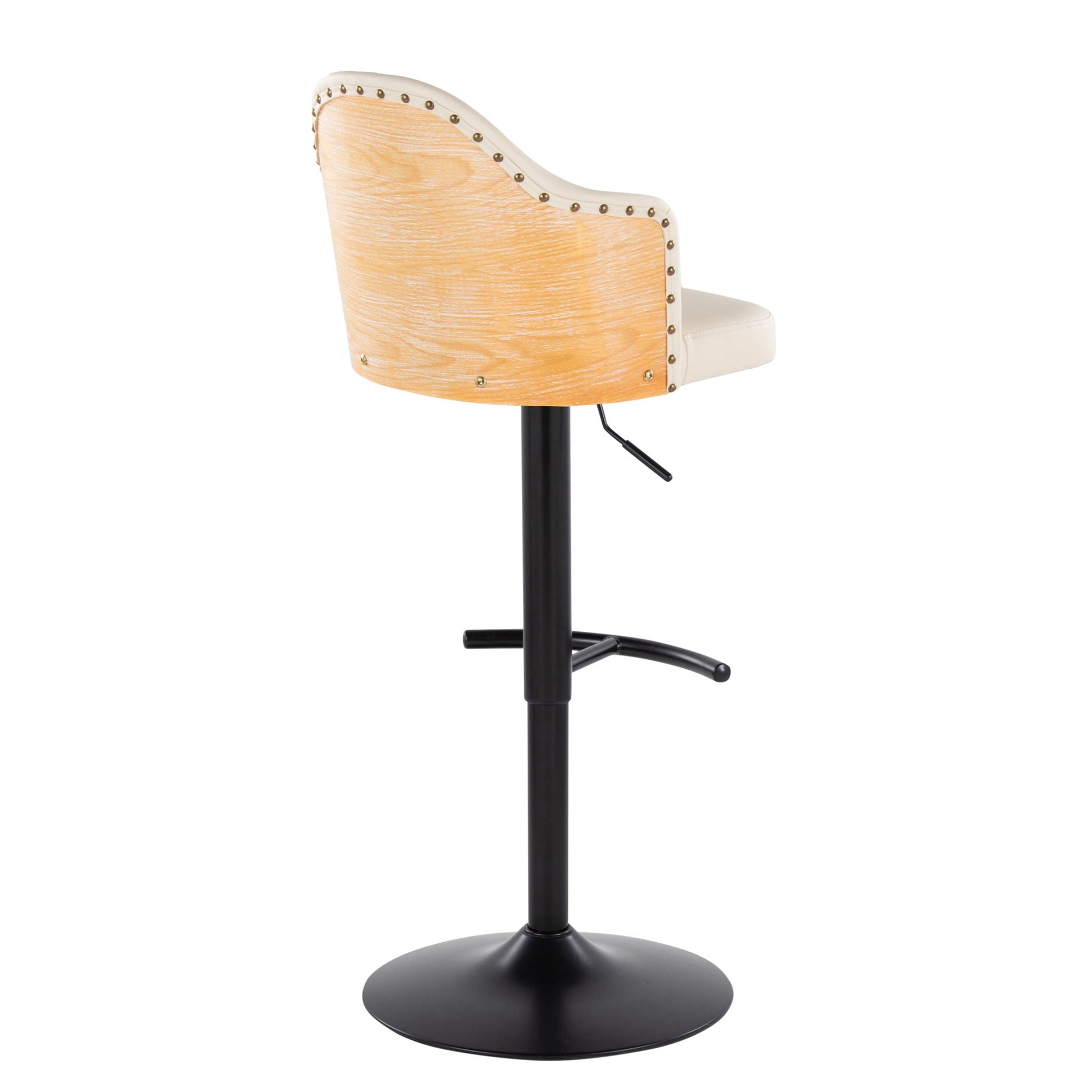 Ahoy - Contemporary Adjustable Barstool, Swivel With Rounded T Footrest (Set of 2) Lumi Source