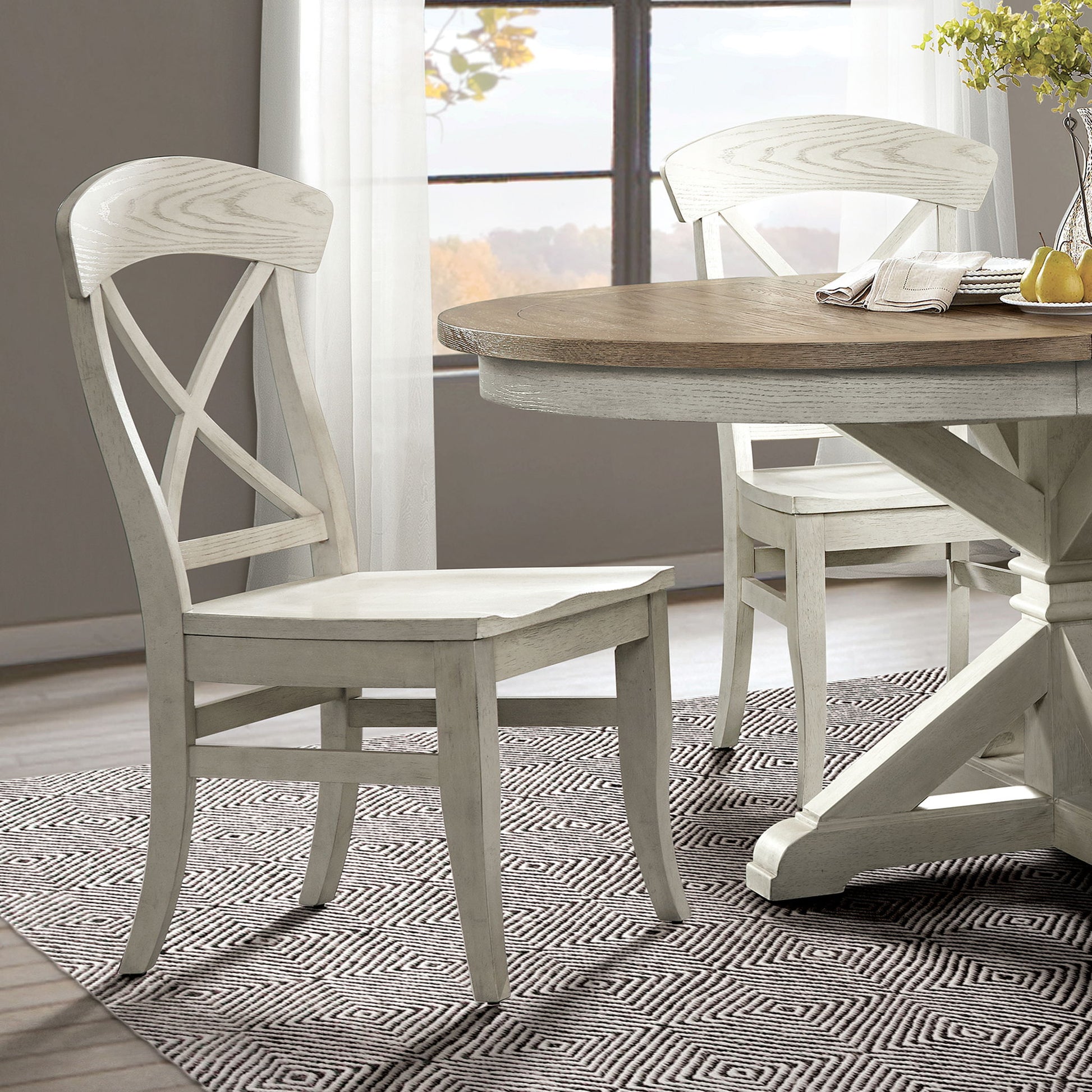 Harola - Cross-Back Dining Side Chairs In (Set of 2) - Smoky White Home Essentials