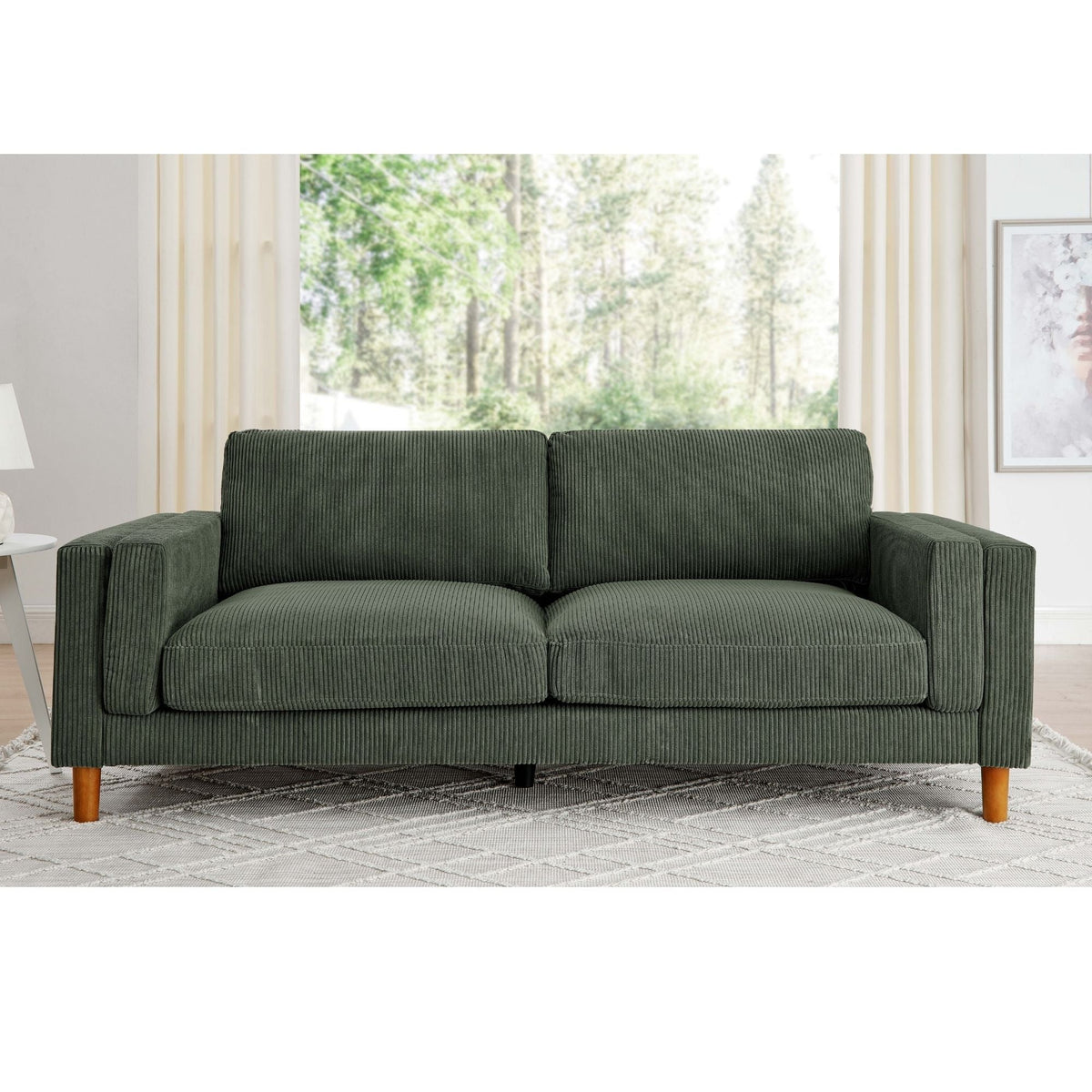 Upholstered Square Arm Sofa - Dark Green Home Essentials