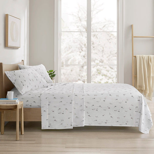 Cozy Cotton Flannel - Printed King Sheet Set - Gray Skiers True North by Sleep Philosophy