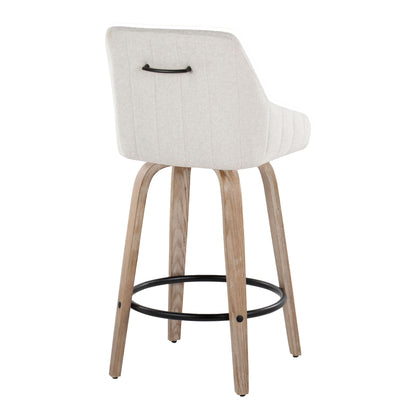 Hannah - Transitional Fixed Height Counter Stool With Swivel With Round Footrest (Set of 2) Lumi Source