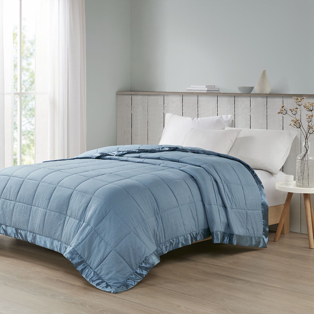Cambria Premium Oversized Hypoallergenic Down Alternative Blanket With 3M Moisture Treatment - Slate Blue Madison Park