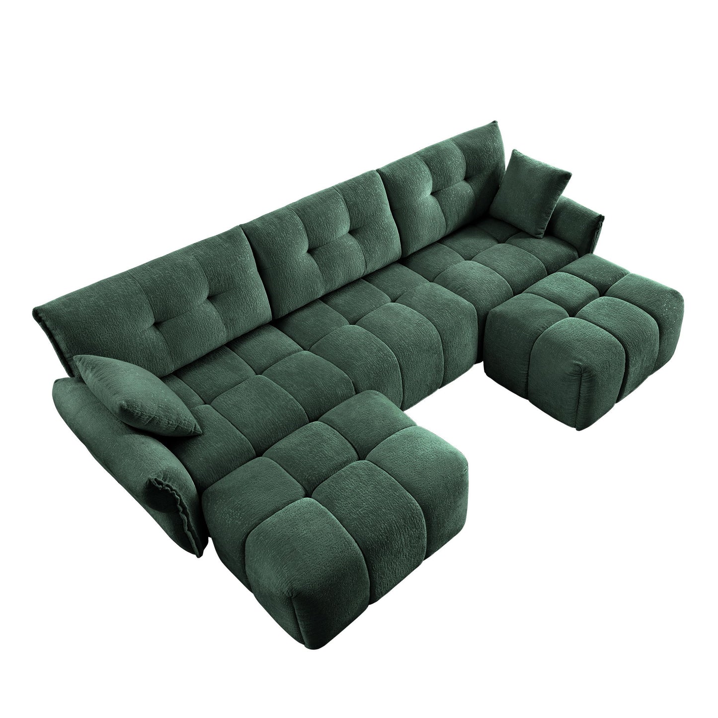 Sofa Set With Ottoman And Pillows, Textured, High Resilience Cushions Home Essentials