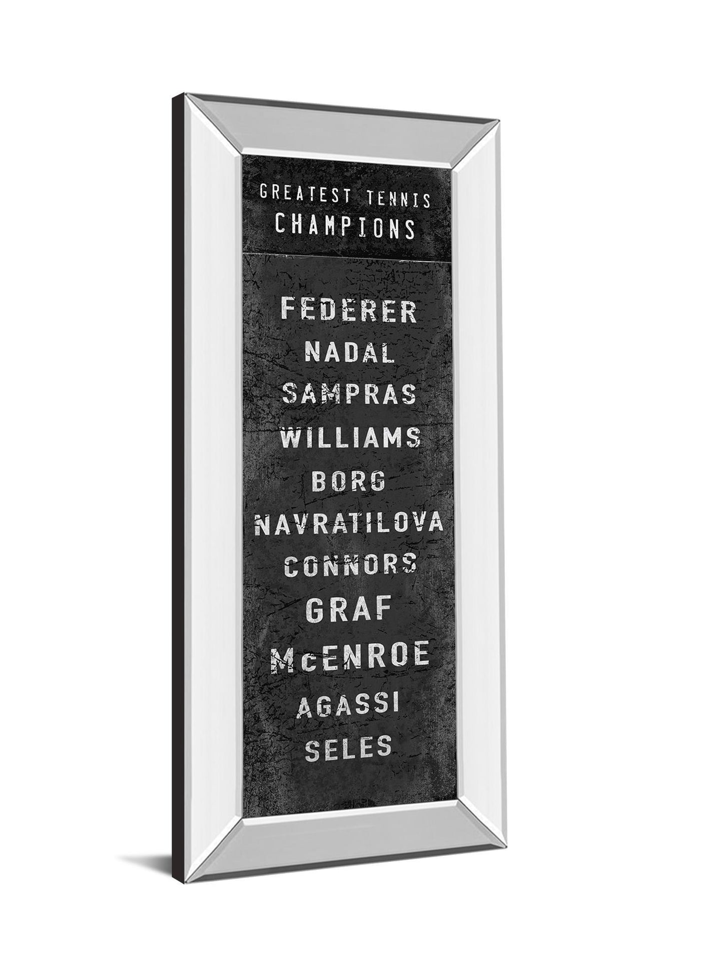 The Greatest Tennis Champions By The Vintage Collection - Mirror Framed Print Wall Art - Dark Brown