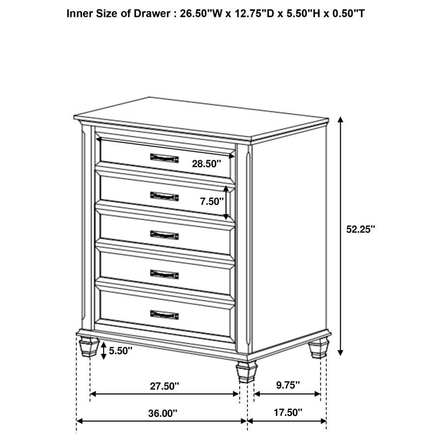 Franco - 5-Drawer Bedroom Chest CoasterEssence