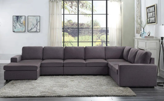 Tifton - Linen 7 Seat Reversible Modular Sectional Sofa Chaise Lilola Home