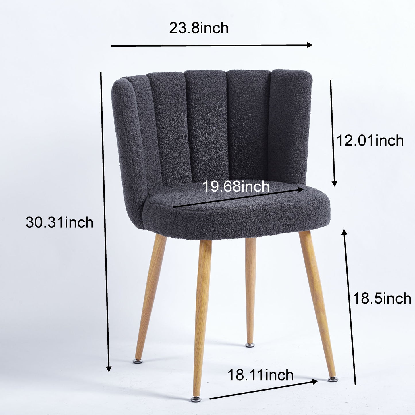 Modern Dining Chair (Set of 2) With Iron Tube Wood Color Legs, Shorthair Cushions And Comfortable Backrest, Suitable For Dining Room, Living Room, Cafe, Simple Structure Home Essentials