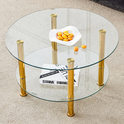 Contemporary Minimalist Double Layer Tempered Glass Coffee Table Home Essentials
