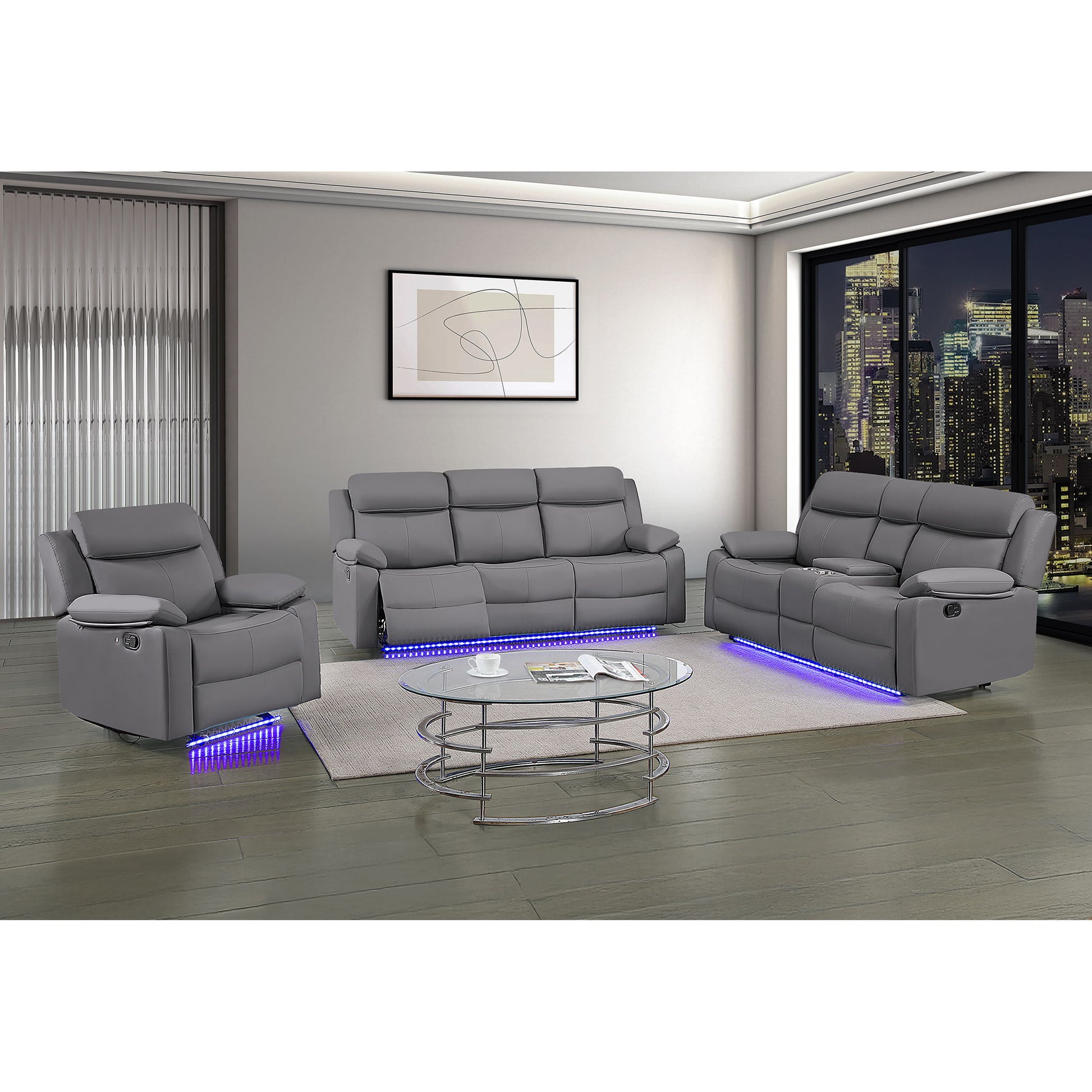 Blanche - Reclining Sofa With LED Lights Global Furniture USA