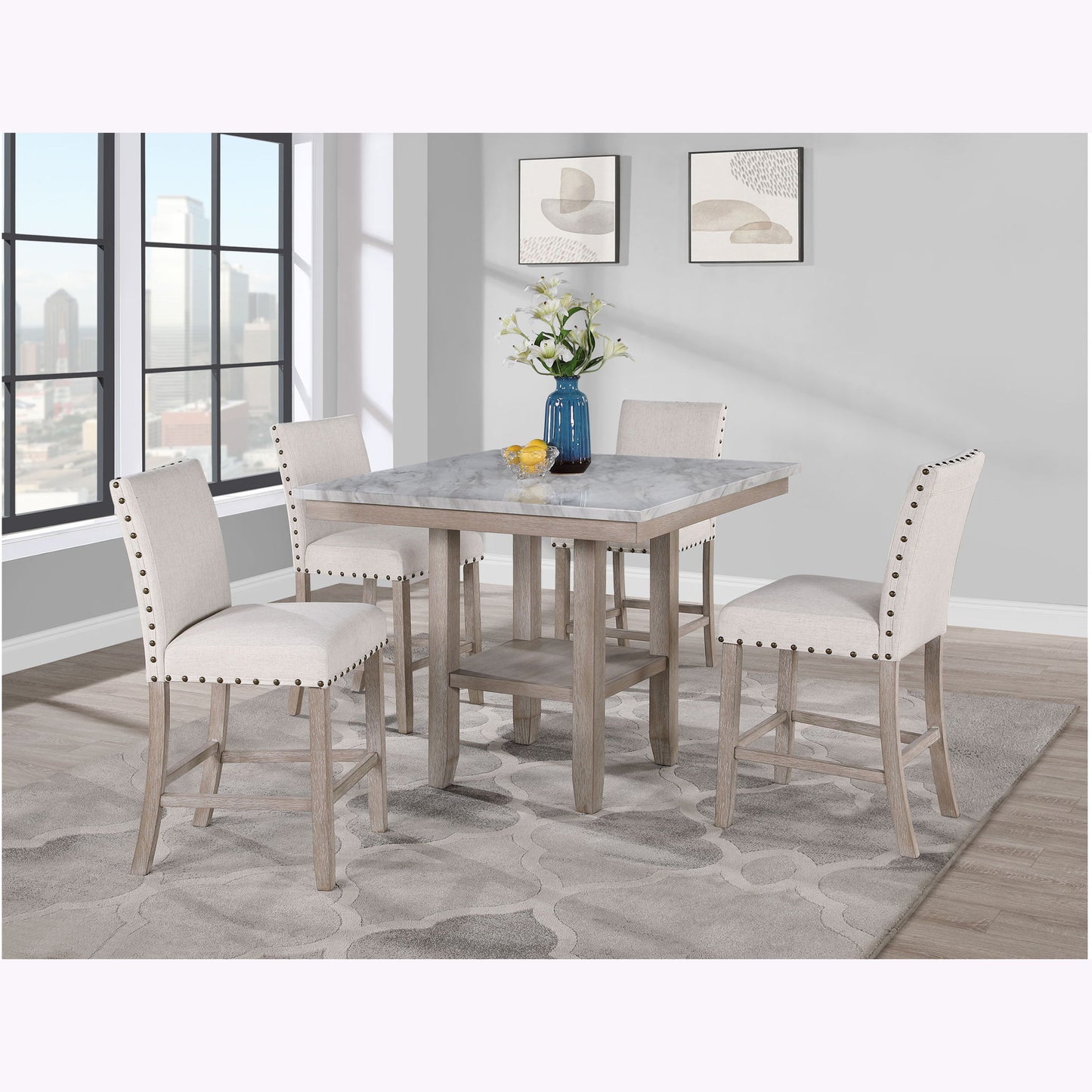 Claui - Bar Table And Bar Stools - Natural Global Furniture USA