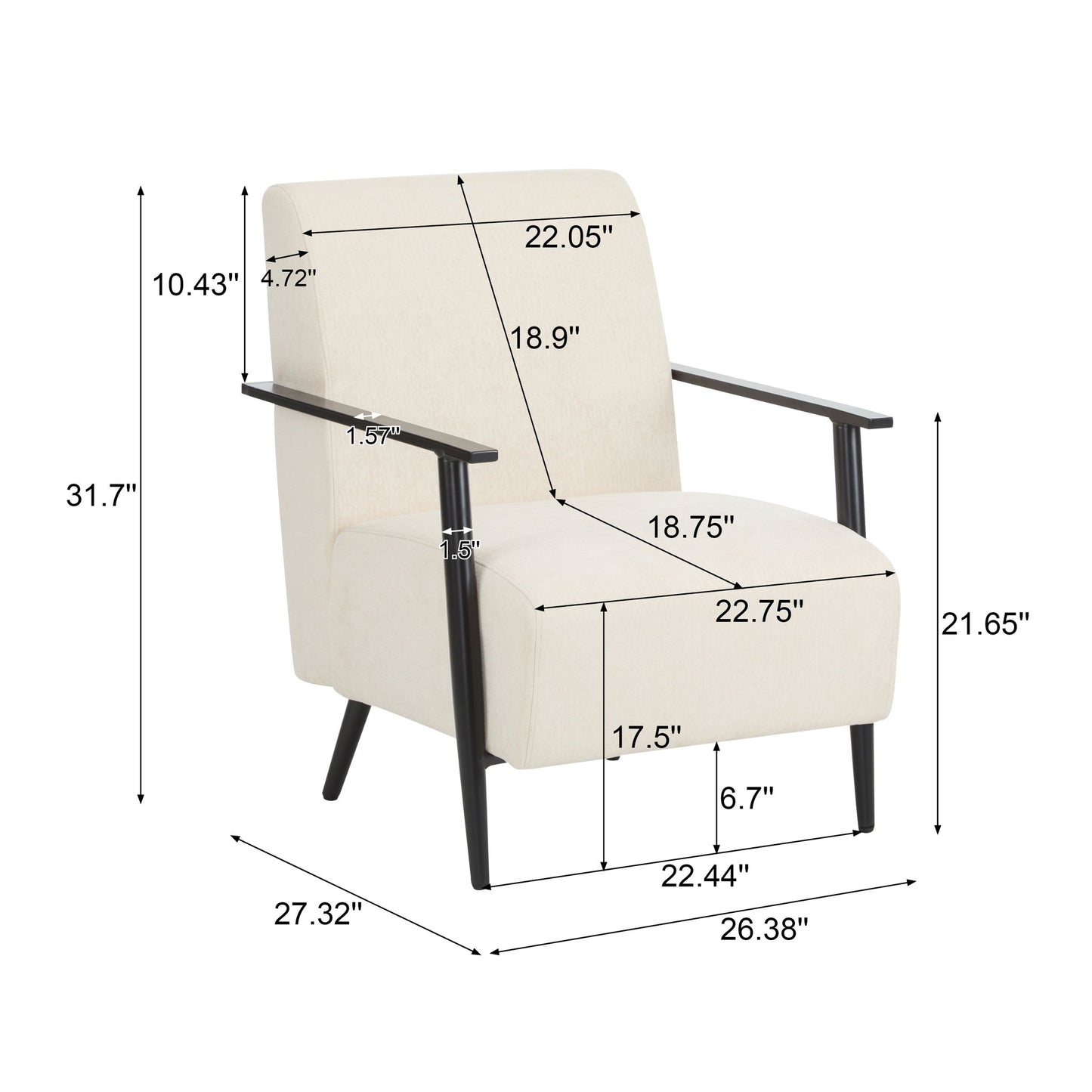 Modern Lounge Chair With Upholstery Noble House