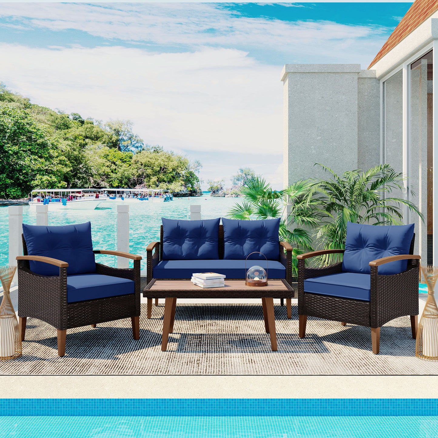 4 Piece Garden Furniture, Patio Seating Set Hearth and Haven