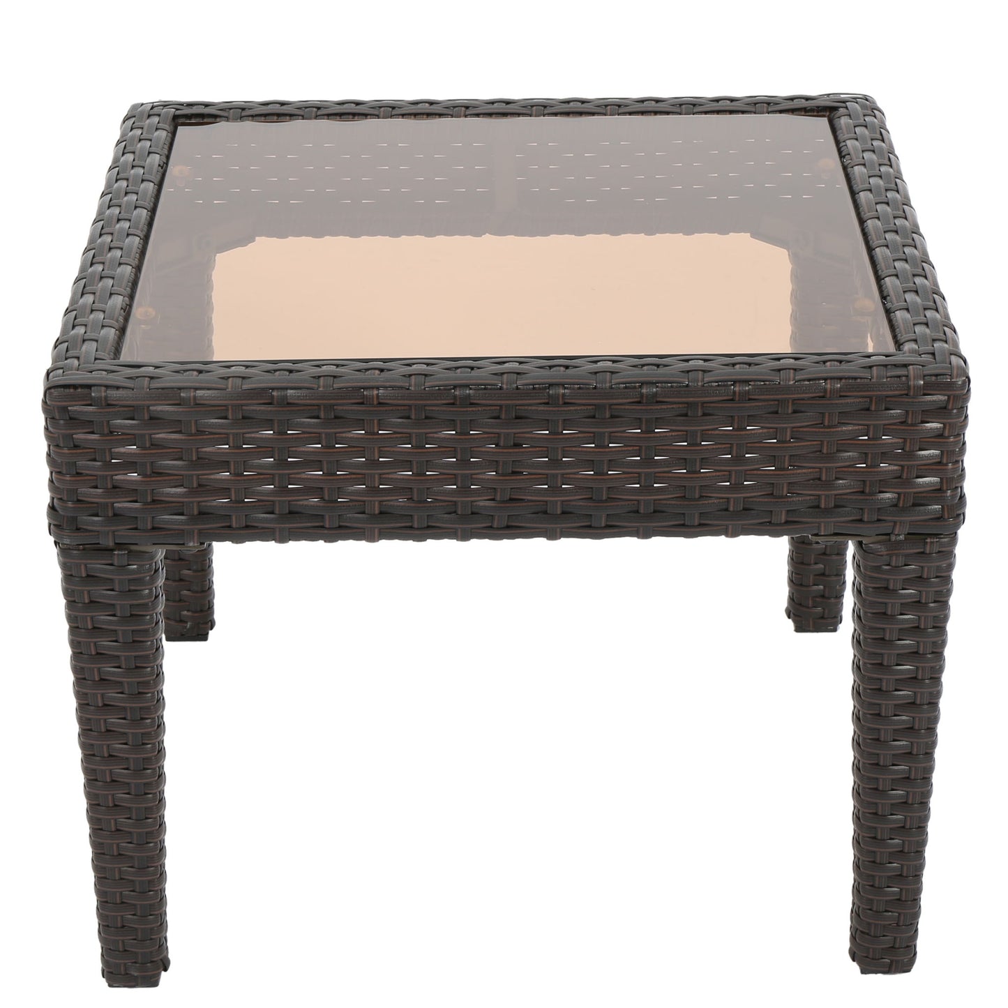Nebulosity - Outdoor Accent Table With Square Glass Top - Brown Multi Noble House