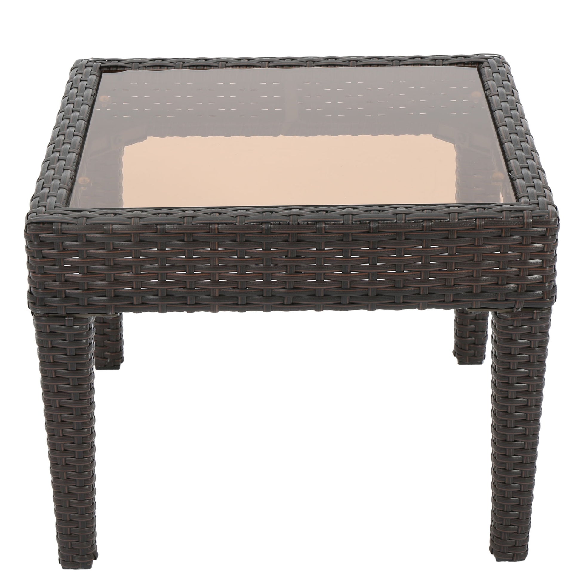 Nebulosity - Outdoor Accent Table With Square Glass Top - Brown Multi Noble House