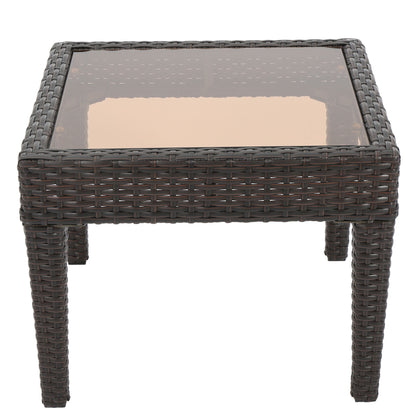 Nebulosity - Outdoor Accent Table With Square Glass Top - Brown Multi Noble House