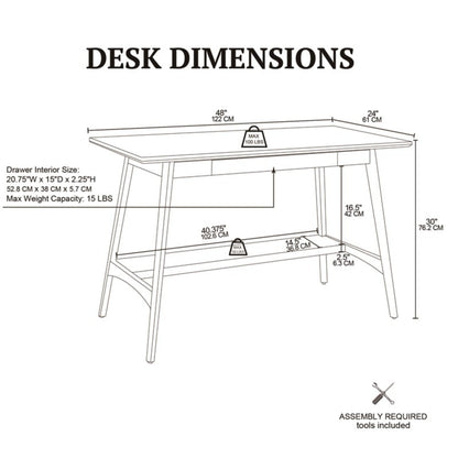 Parker - Desk With Storage Shelf - Off White / Pecan JLA