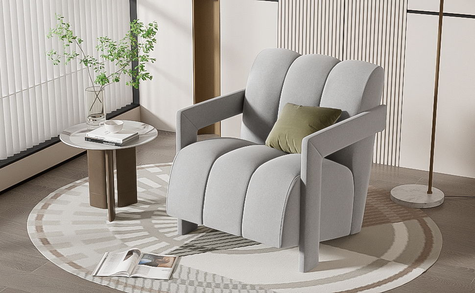 Modern Minimalist Leisure Armchair With L Shaped Armrests Hearth and Haven