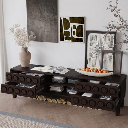 Media Console With 4 Drawers And Cable Management Home Essentials