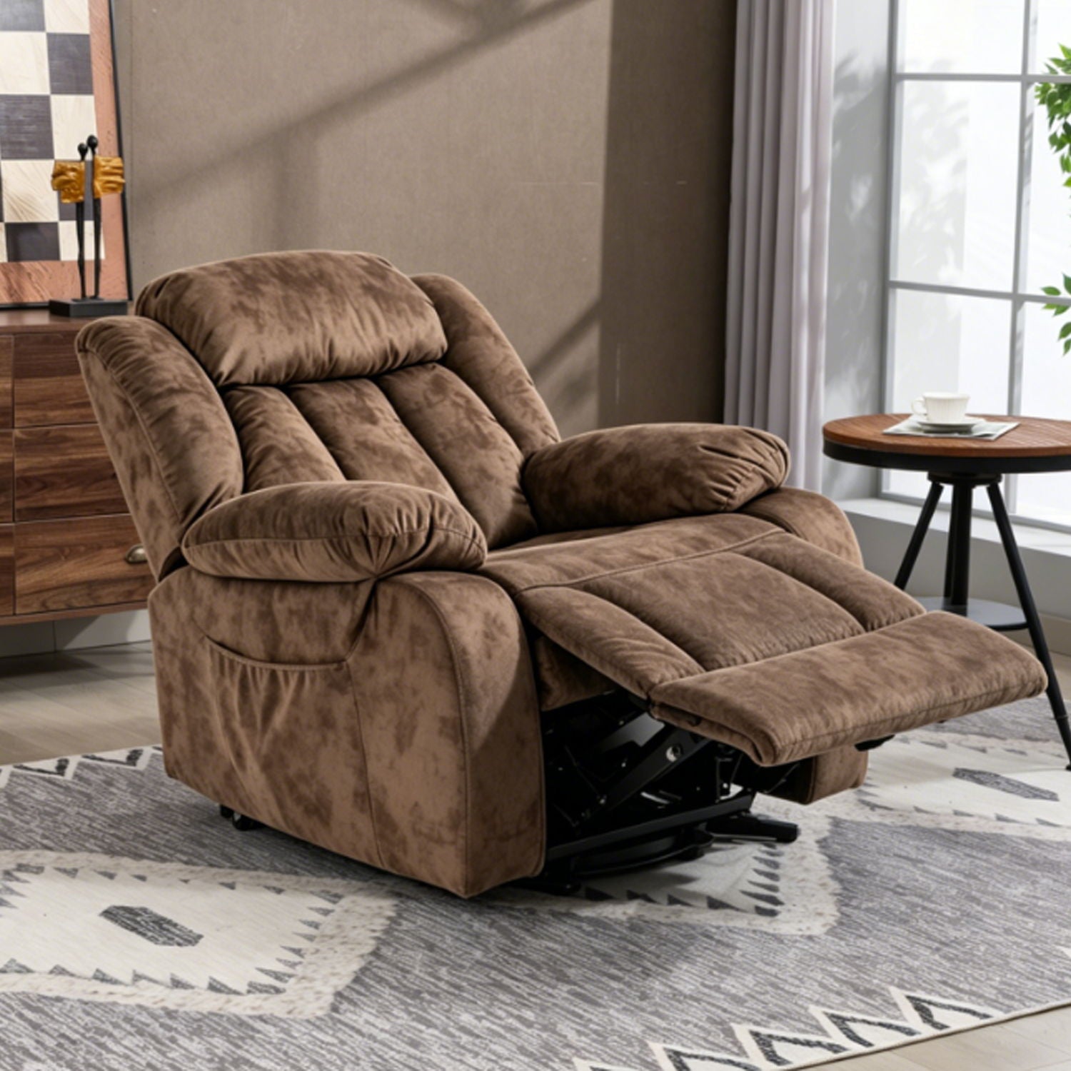 Recliner Lift Chair With Massage & Heating For Living Room - Brown Home Essentials