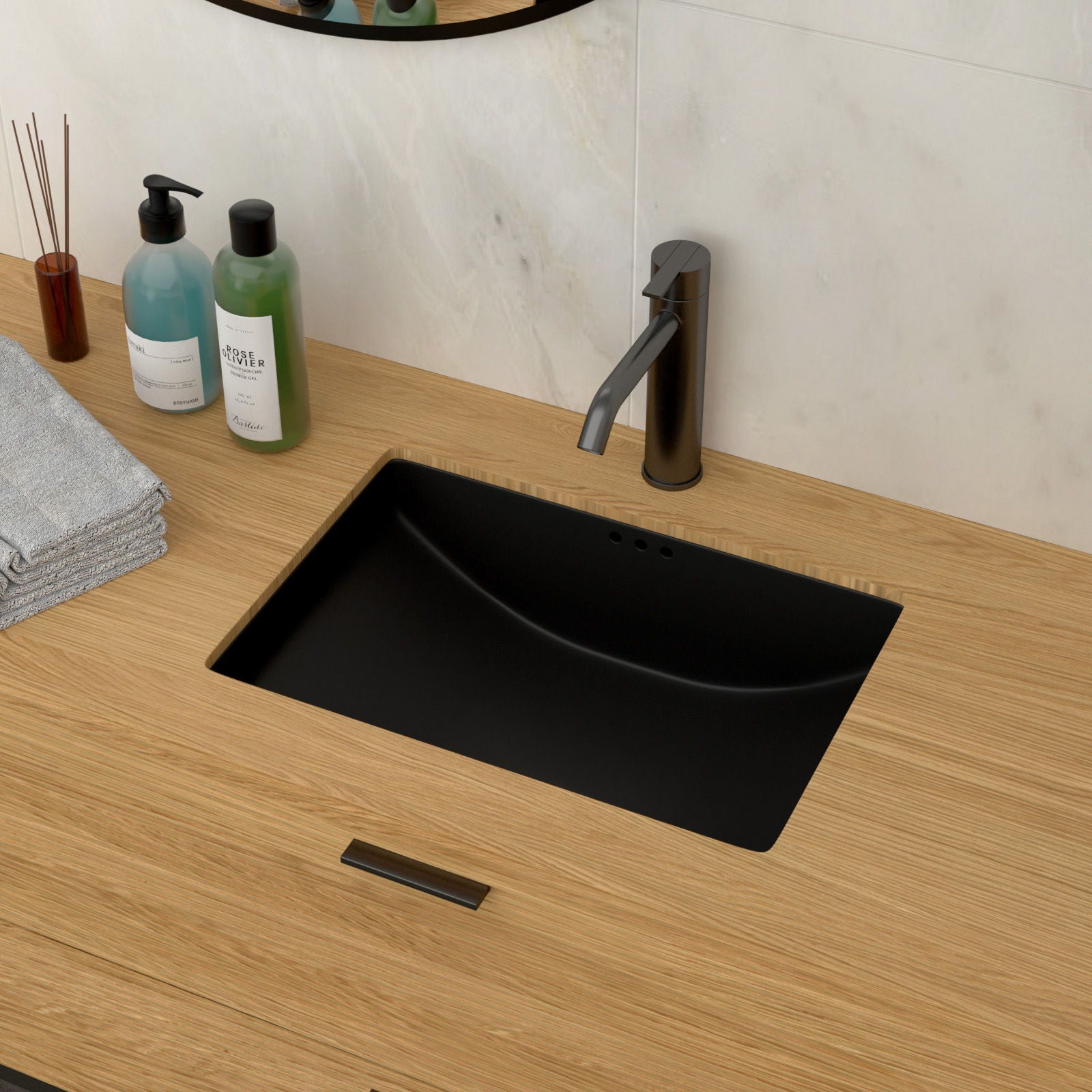 Modern Ceramic Undermount Bathroom Sink With Overflow, High Quality Daily Nest
