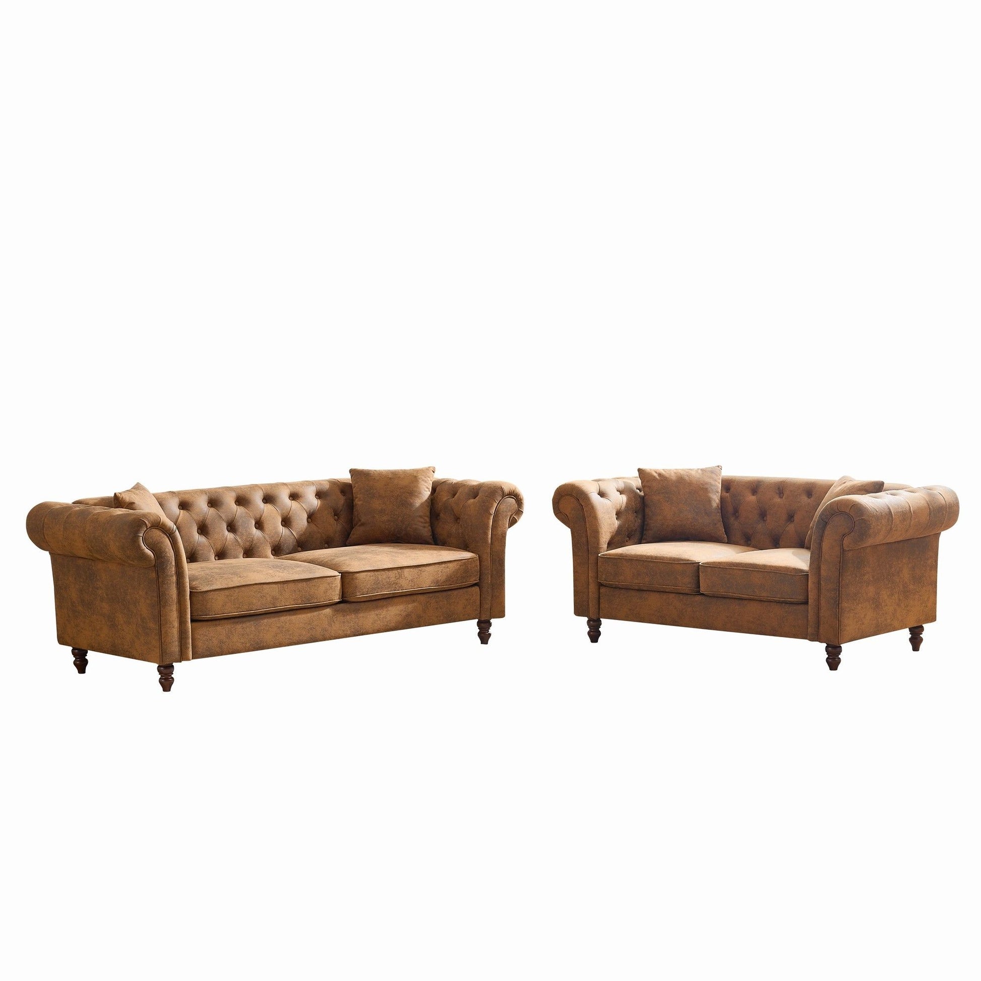 Chesterfield 3 And 2 Seater Sofa Set, High Tech Fabric Upholstered Couch For Living Room Home Essentials