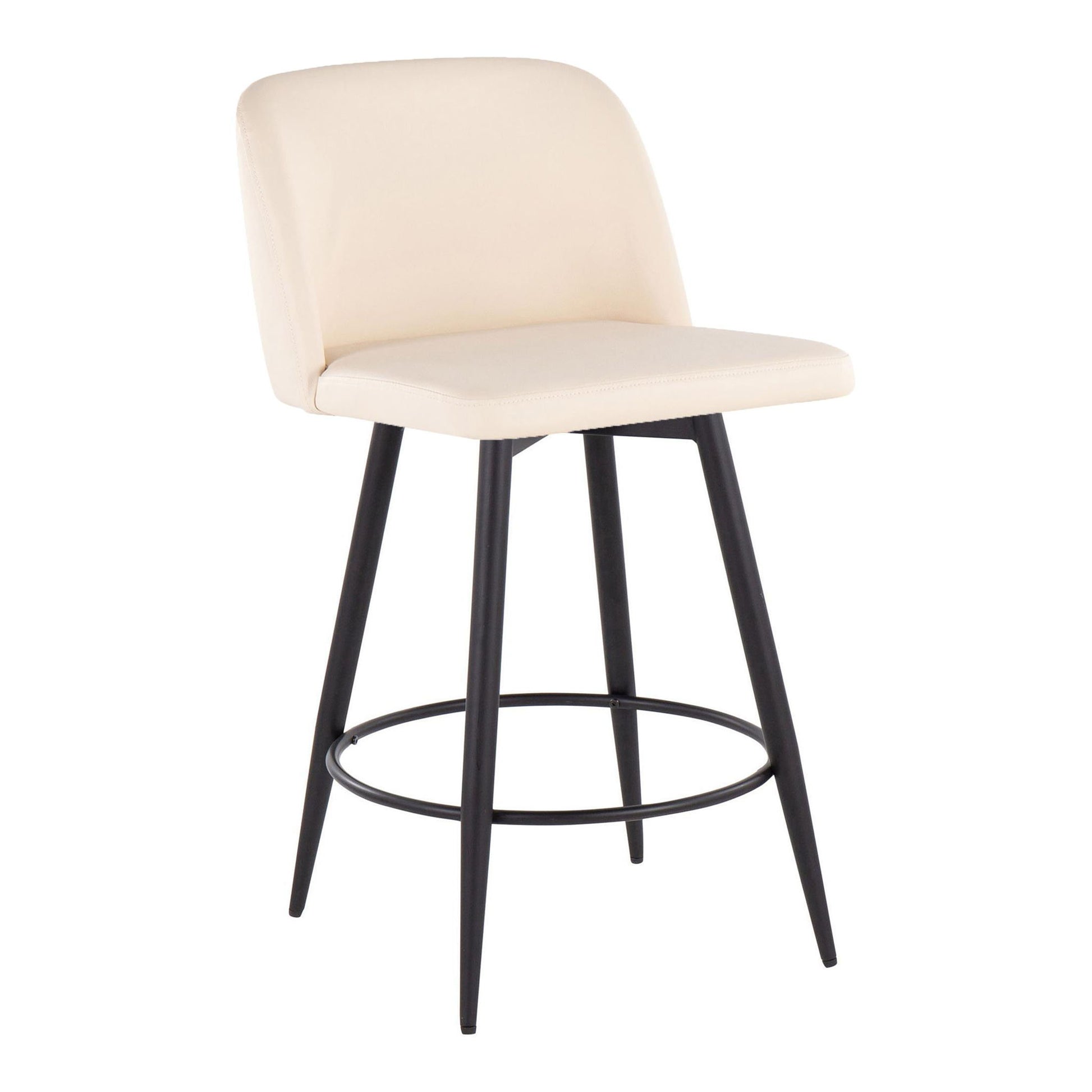 Toriano - Contemporary Fixed-Height, Counter Stool With Swivel With Round Footrest (Set of 2) Lumi Source