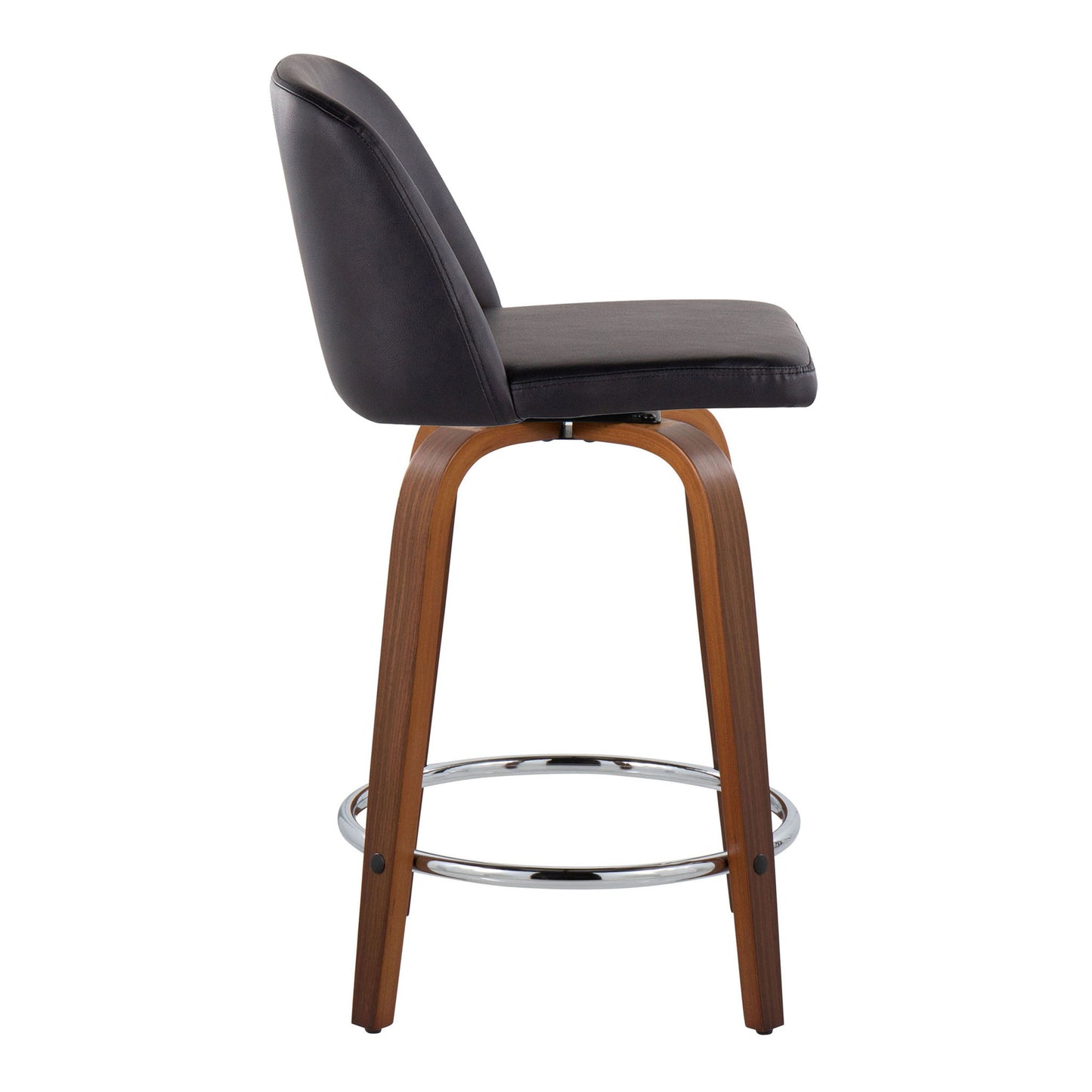 Toriano - Mid Century Modern Fixed Height Counter Stool With Swivel With Round Footrest (Set of 2) Lumi Source