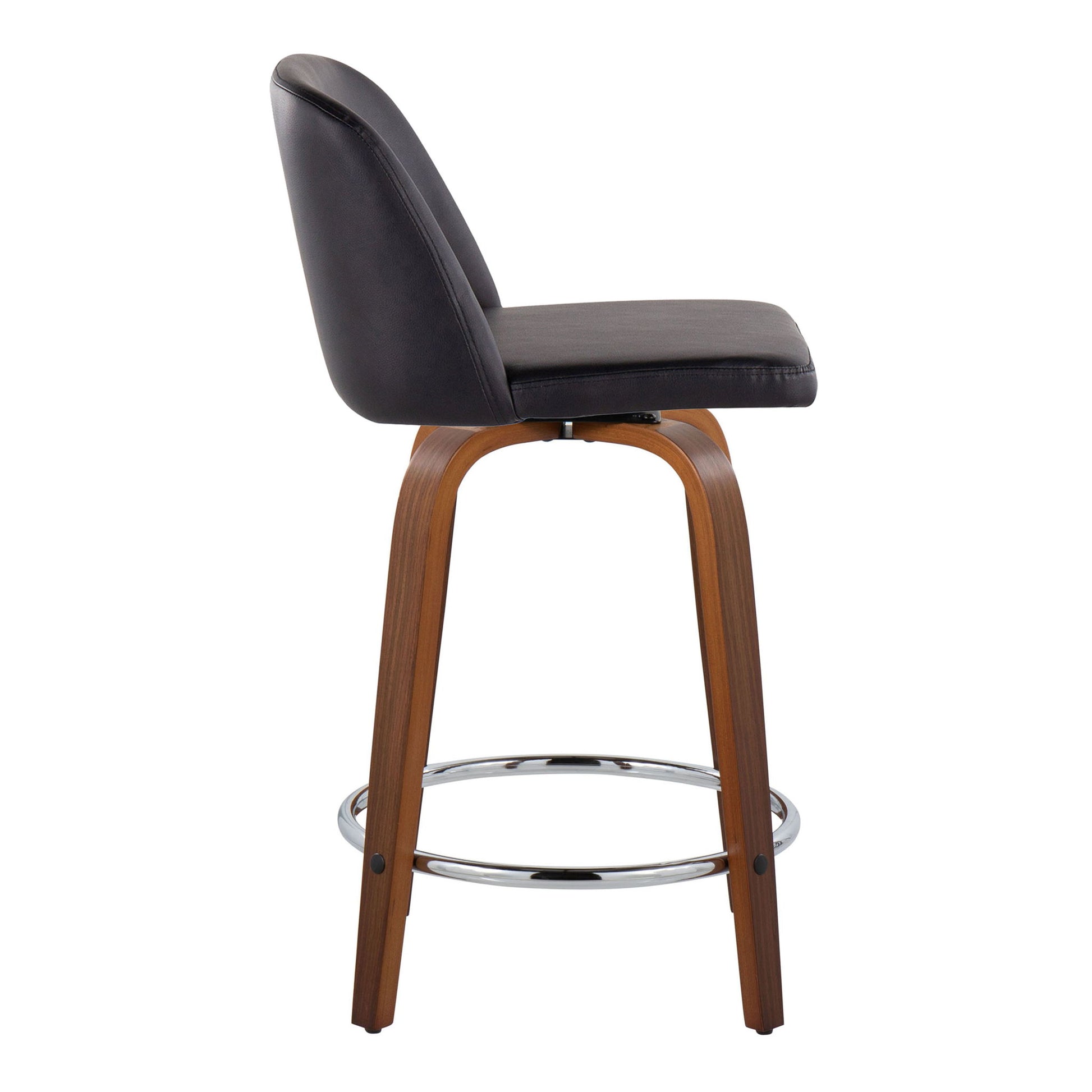 Toriano - Mid Century Modern Fixed Height Counter Stool With Swivel With Round Footrest (Set of 2) Lumi Source