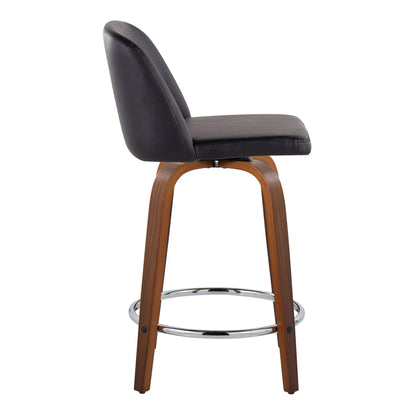 Toriano - Mid Century Modern Fixed Height Counter Stool With Swivel With Round Footrest (Set of 2) Lumi Source