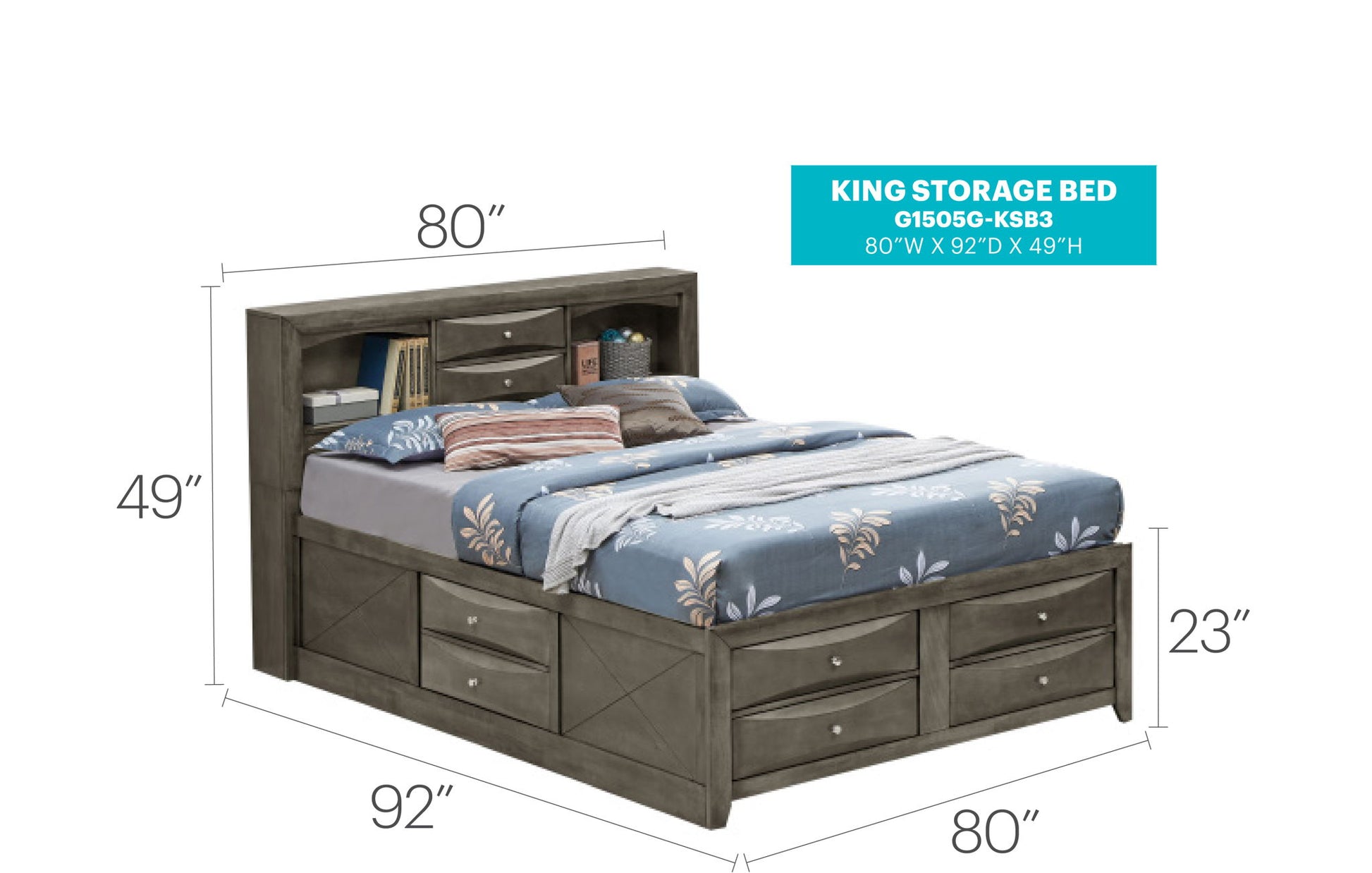 Modern Design Storage Bed With Bookcase Headboard Glory Furniture