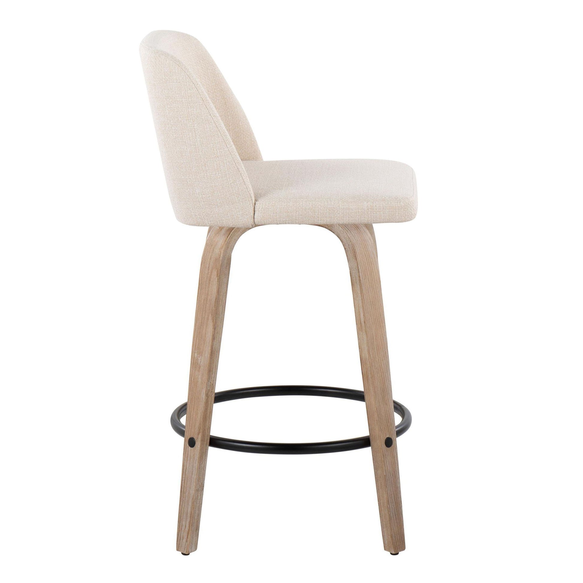 Toriano - Contemporary Fixed-Height Counter Stool & Swivel With Round Footrest (Set of 2) Lumi Source