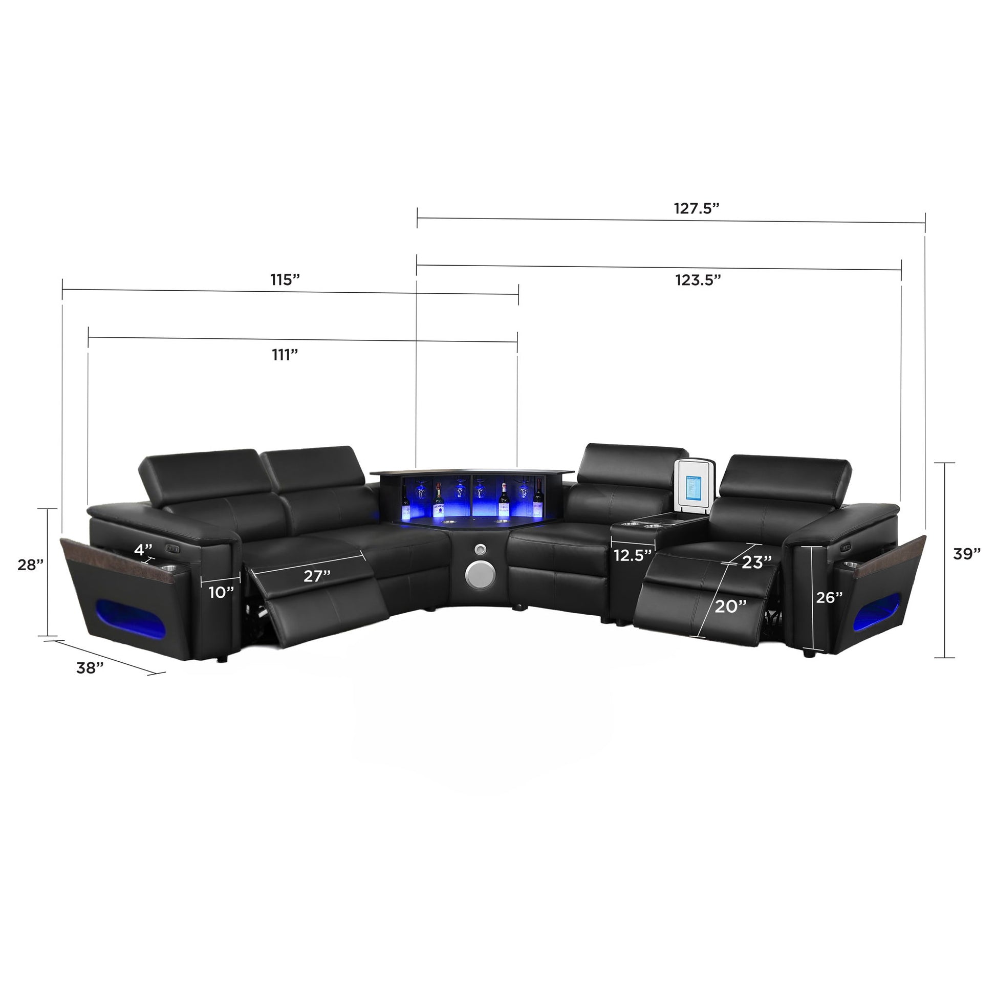 Nova - Sectional With Bluetooth Speaker, LED And Lifting Wine Cabinet Matrix Furniture Group