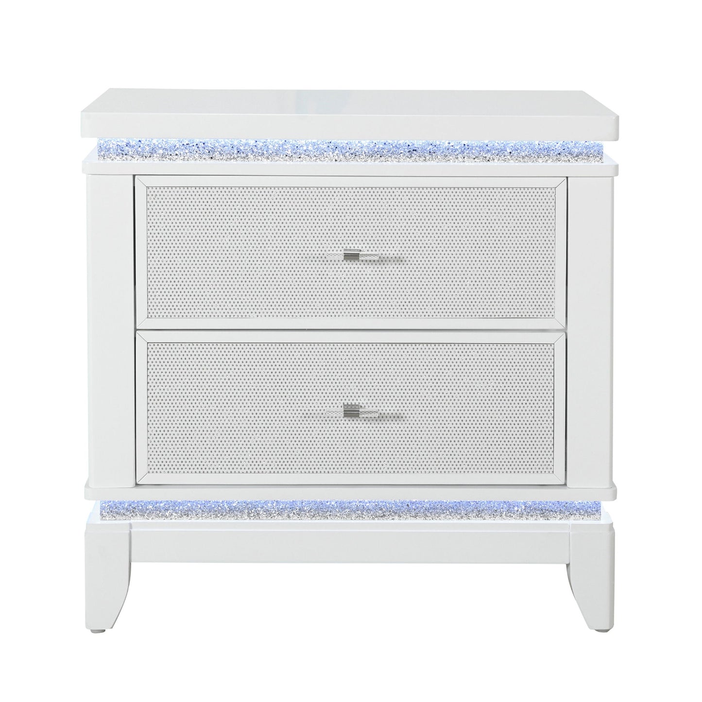 Adalid - Nightstand With Glittered Drawer Front And LED Lighting - White Global Furniture USA