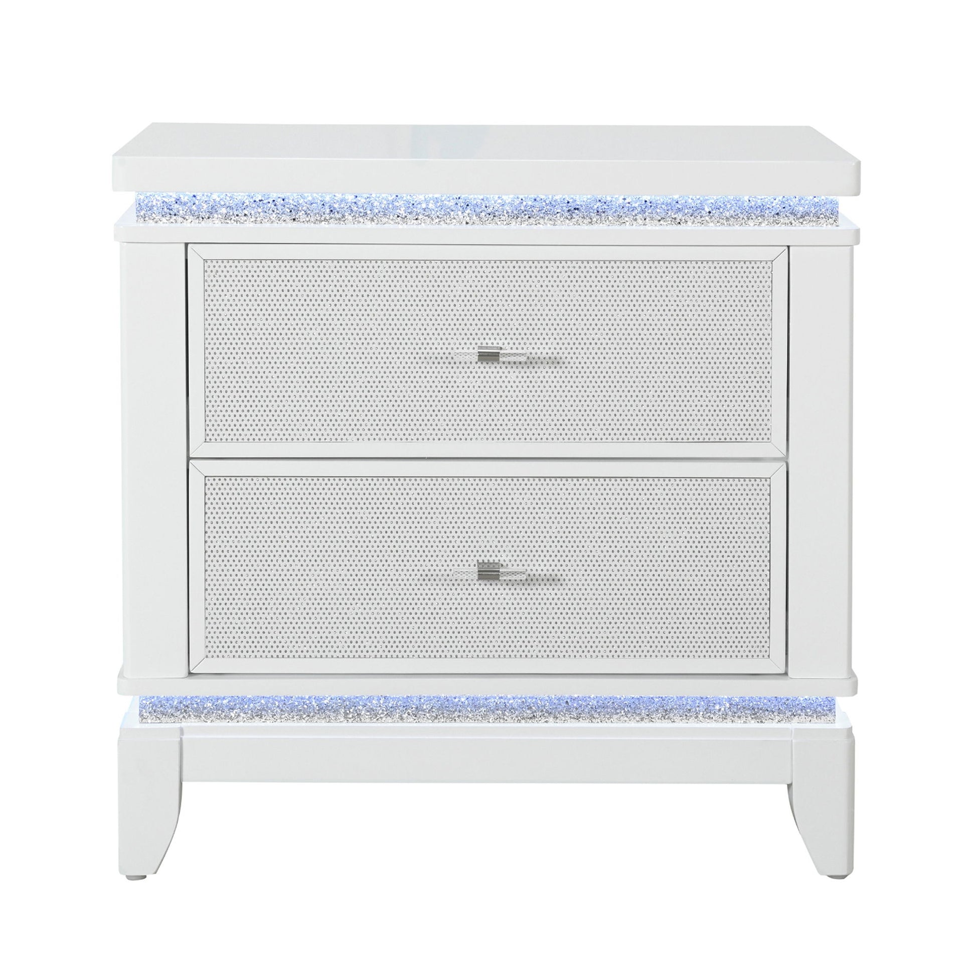 Adalid - Nightstand With Glittered Drawer Front And LED Lighting - White Global Furniture USA