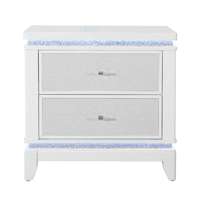 Adalid - Nightstand With Glittered Drawer Front And LED Lighting - White Global Furniture USA