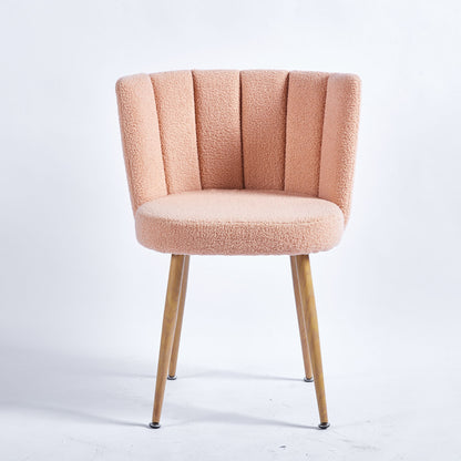 Modern Dining Chair (Set of 2) With Iron Tube Wood Color Legs, Shorthair Cushions And Comfortable Backrest, Suitable For Dining Room, Living Room, Cafe, Simple Structure Home Essentials