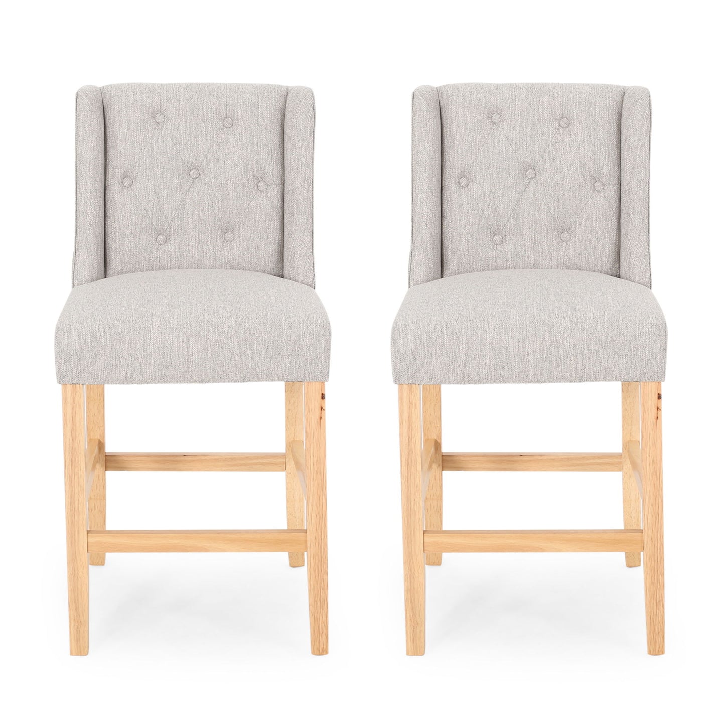 Vienna - Contemporary Fabric Tufted & Wingback Counter Stools (Set of 2) Noble House