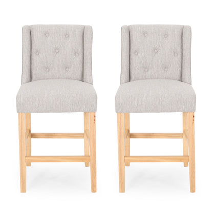 Vienna - Contemporary Fabric Tufted & Wingback Counter Stools (Set of 2) Noble House
