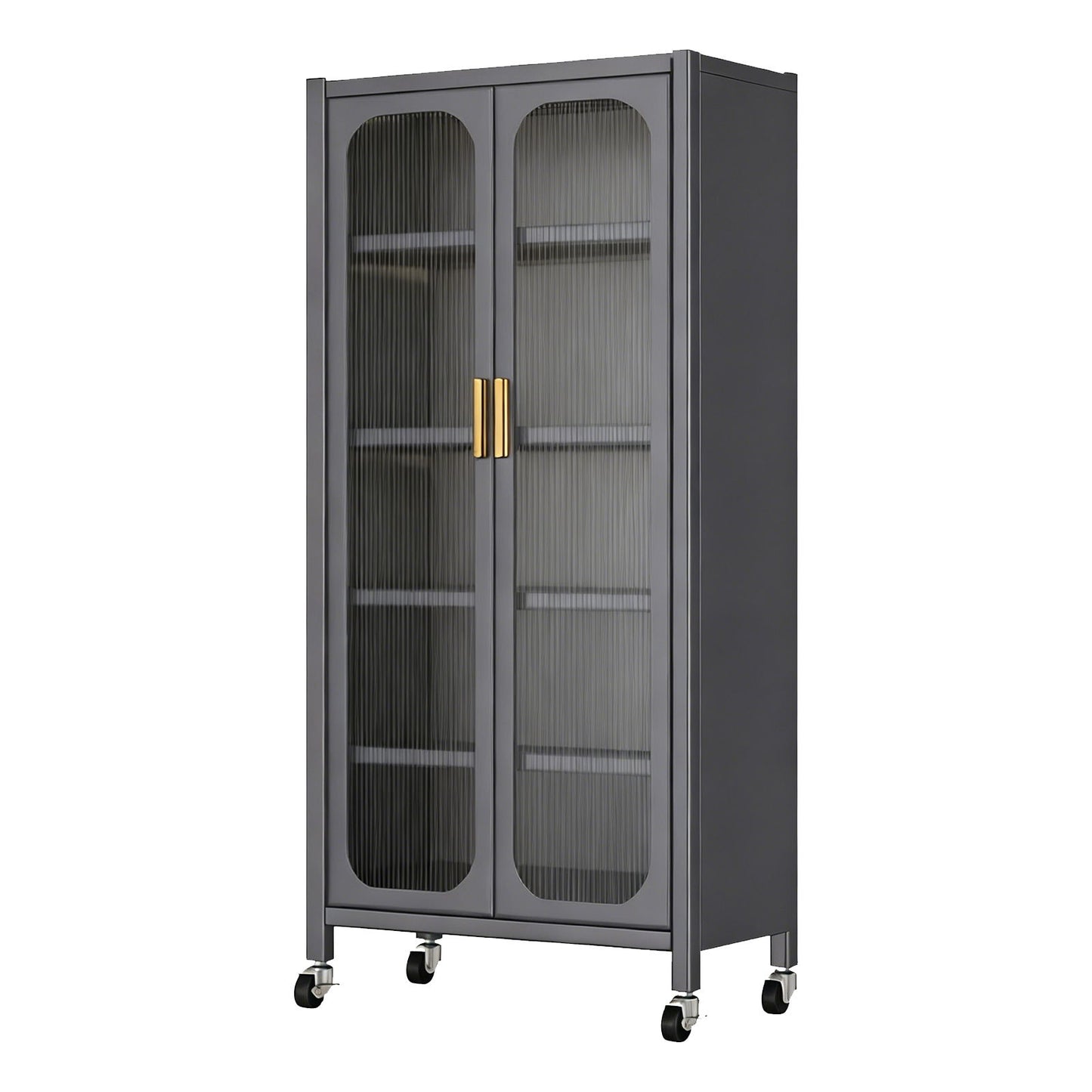 6 Tier Storage Cabinet With Transparent Door, Adjustable Shelves & Wheels Home Essentials
