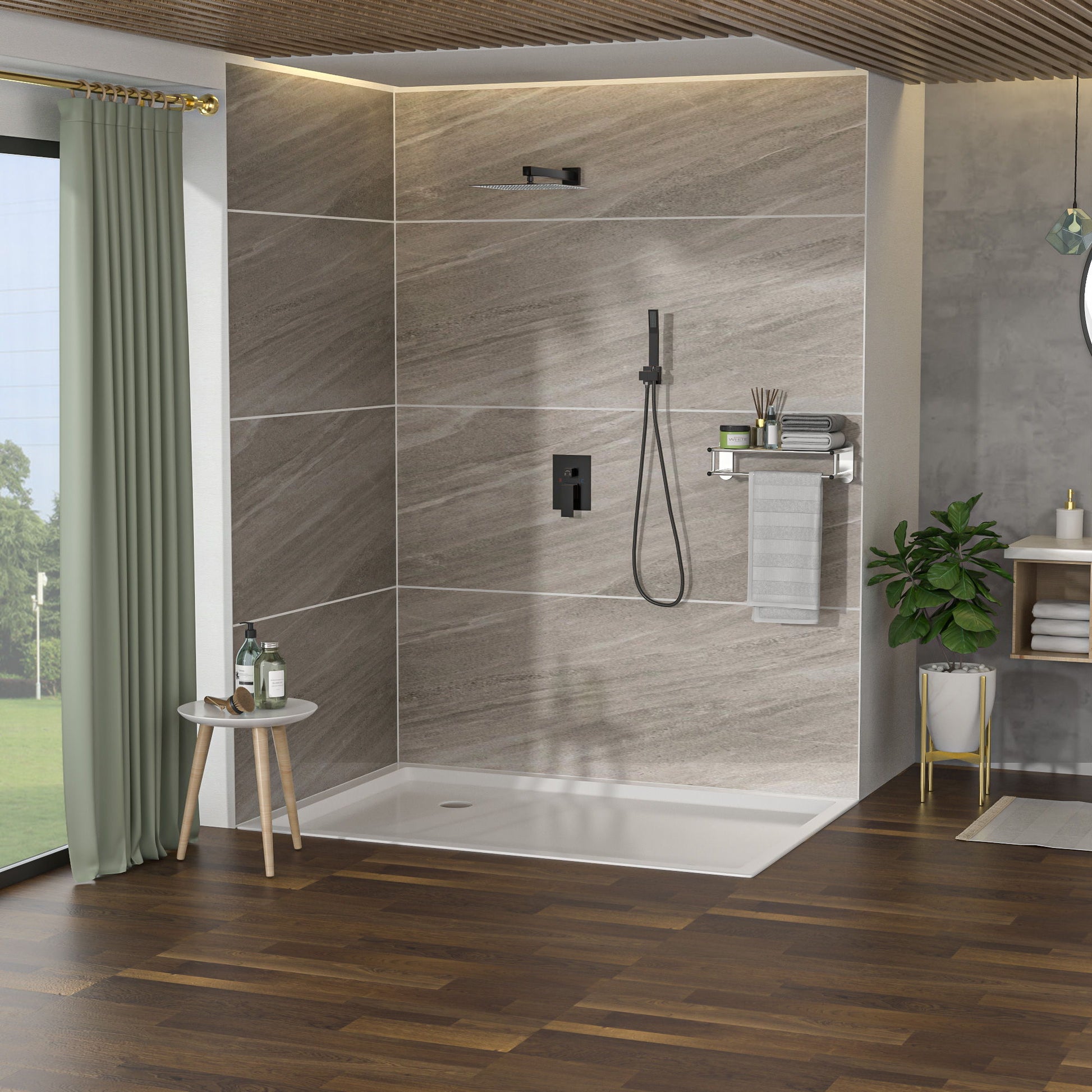 Dual Shower Head System With 12" Wall Mounted Square Rain Shower And Rough In Valve Daily Nest