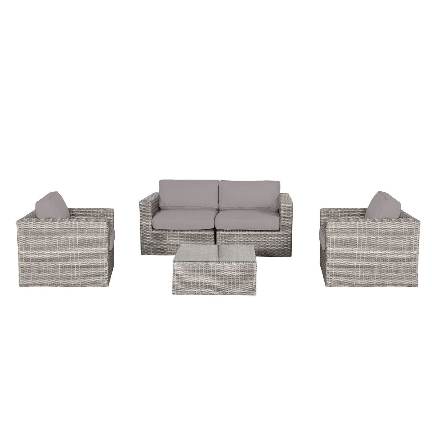 Wicker Seating Group Set With Table And Cushions LSI Patio Furniture