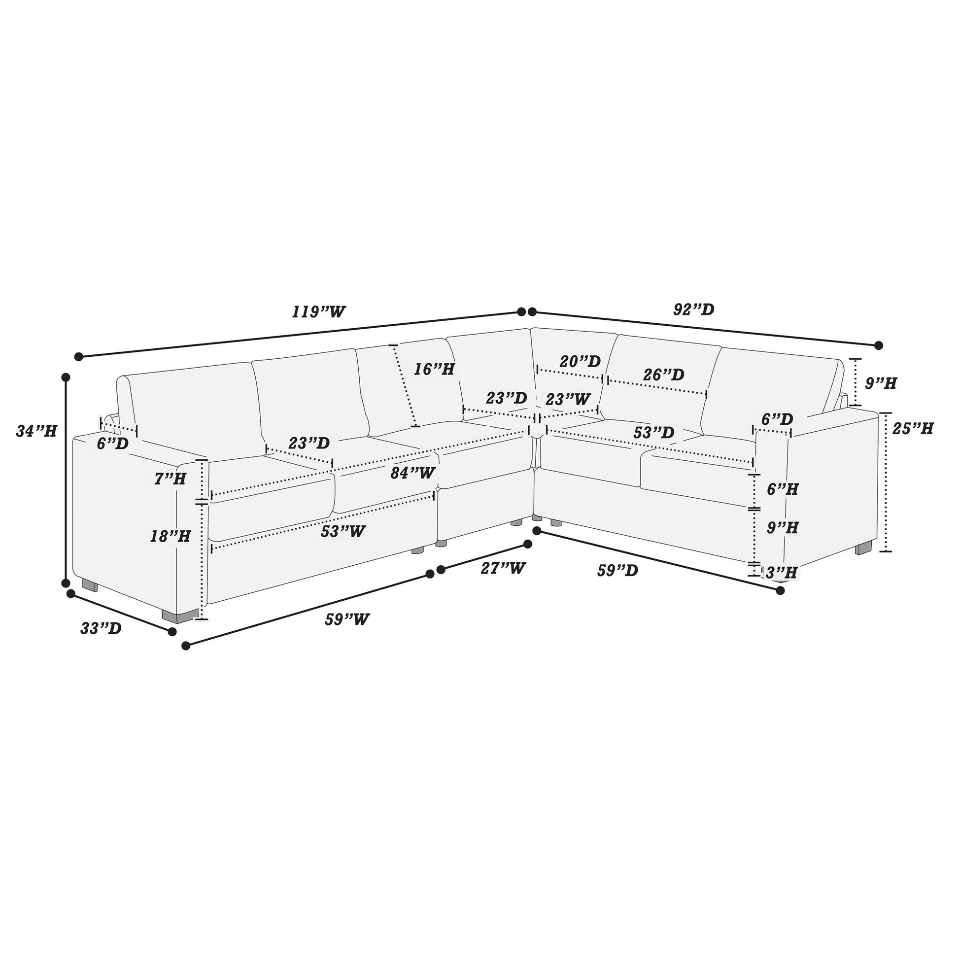 L-Shaped Sectional Set For Living Room Home Essentials