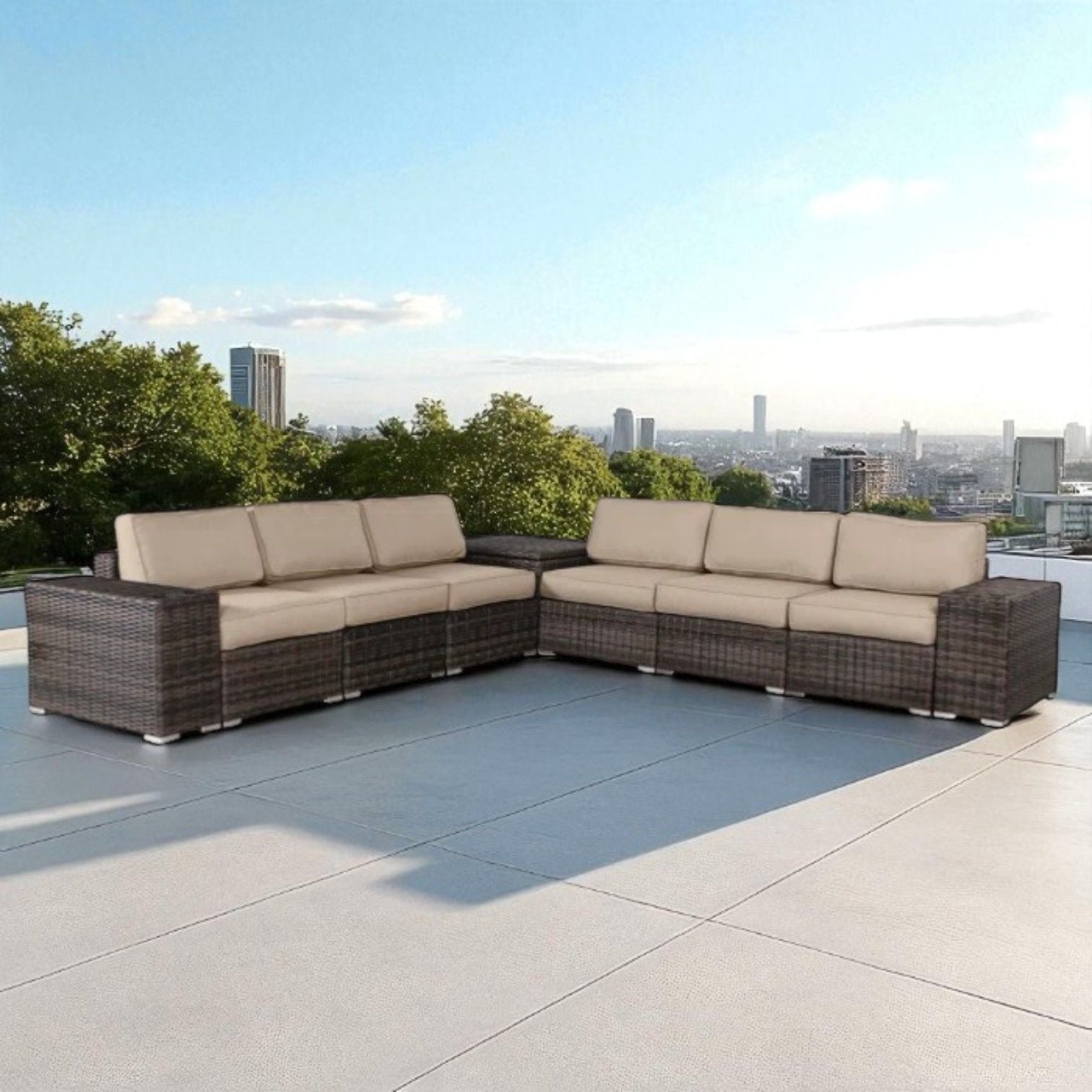 Elegant Outdoor Rattan Wicker 6 Person Seating Group With Cushions LSI Patio Furniture