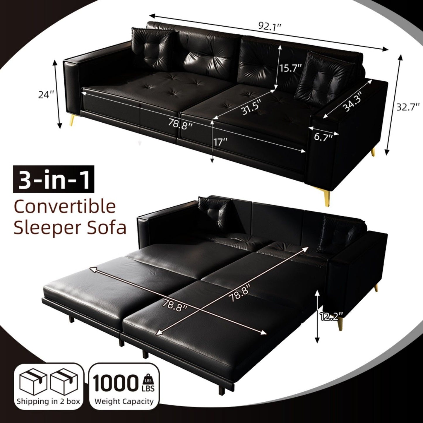 King Size Pull Out Sofa Bed 3 In 1 Home Essentials