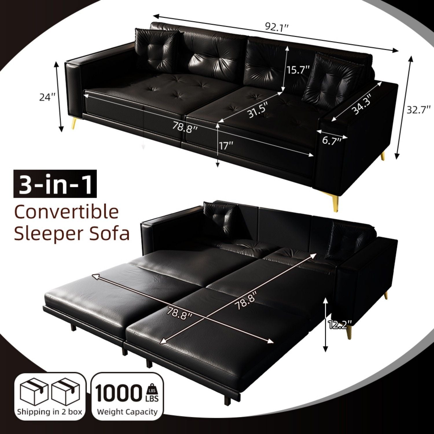 King Size Pull Out Sofa Bed 3 In 1 Home Essentials