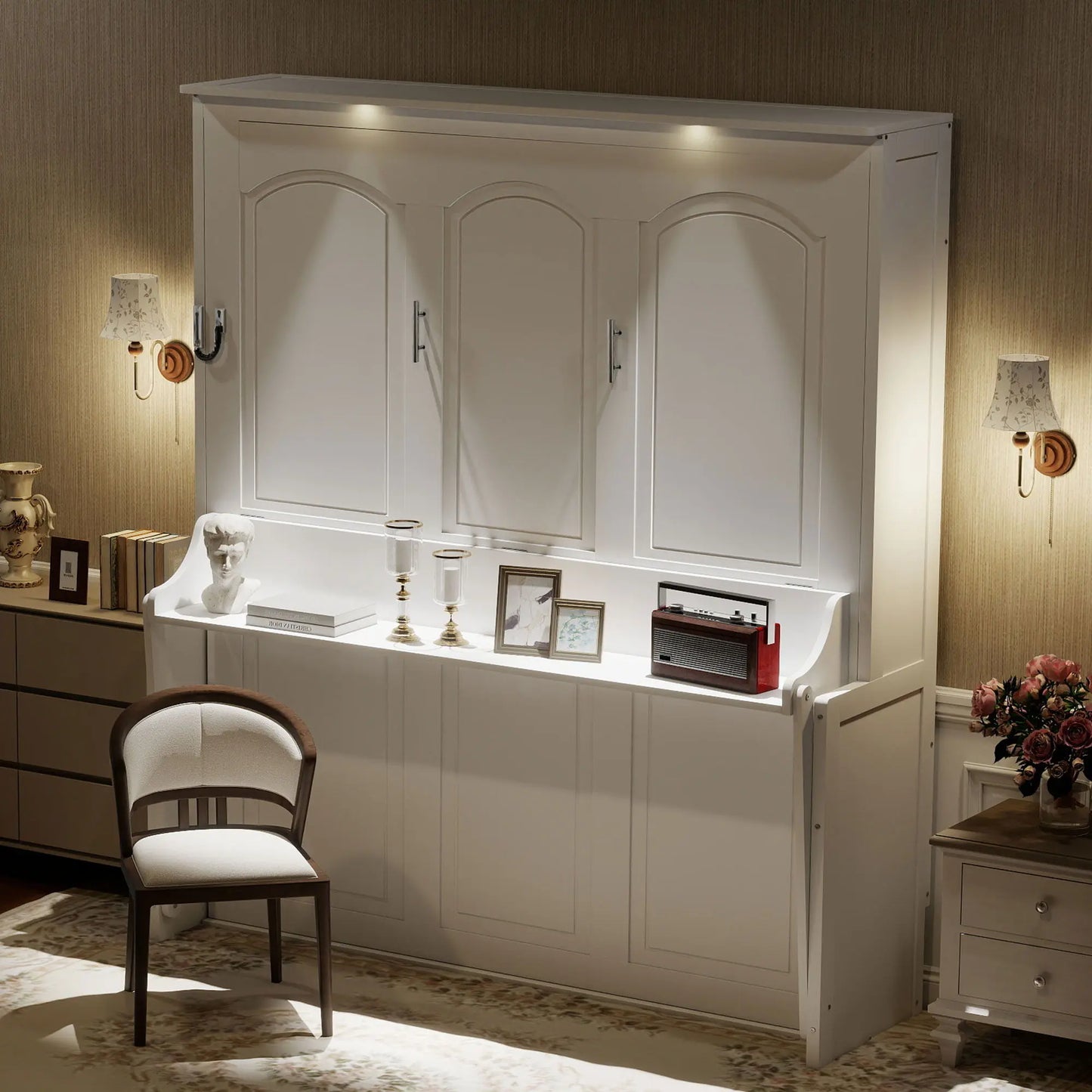 Murphy Bed With Desk, LED Lights & USB Charging Station Dreamland