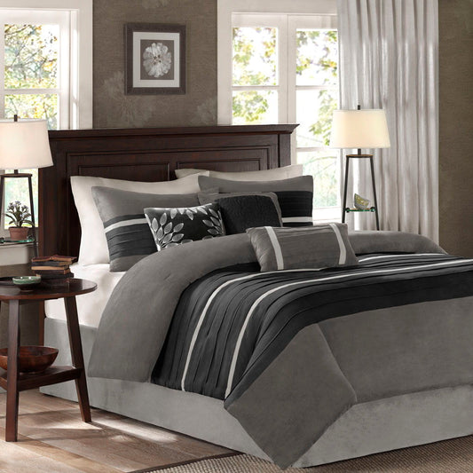 Palmer - California King Piece Comforter (Set of 7) - Black Madison Park